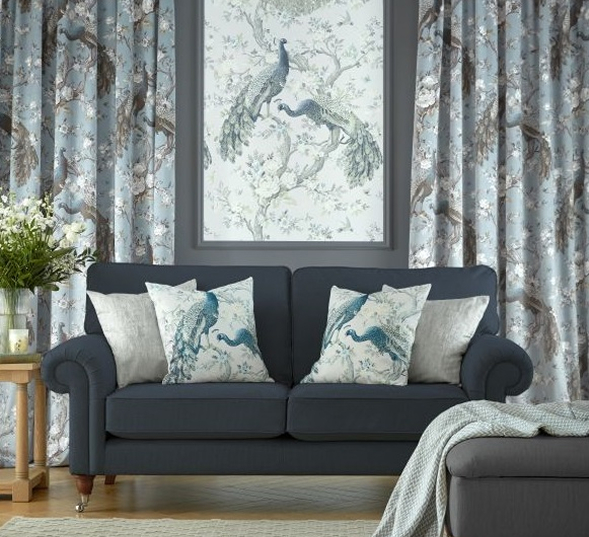 Ткань Laura Ashley fabric Belvedere Velvet-Chalk Blue