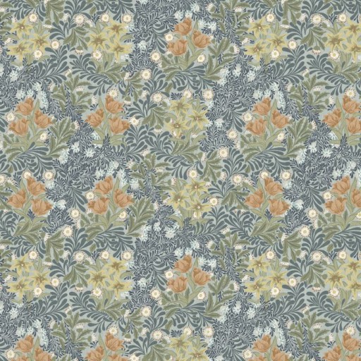 Ткань William Morris fabric Flora- Foliage Bower Bluebird 