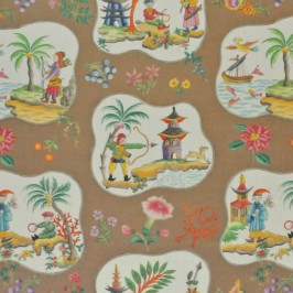 Ткань Clarence House Fabric CH 1876202/Jeux Chinois/Taupe / Tan