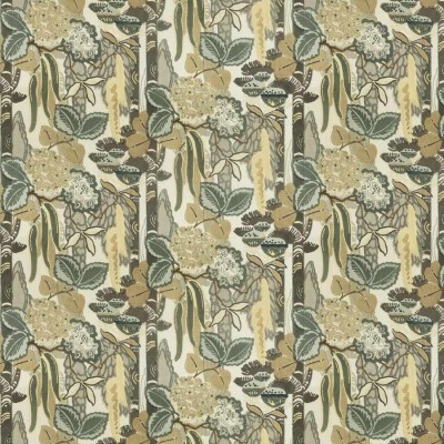 Ткань Clarence House fabric 4127503/Akasaka Hand Block/Grey, Taupe / Tan, Green