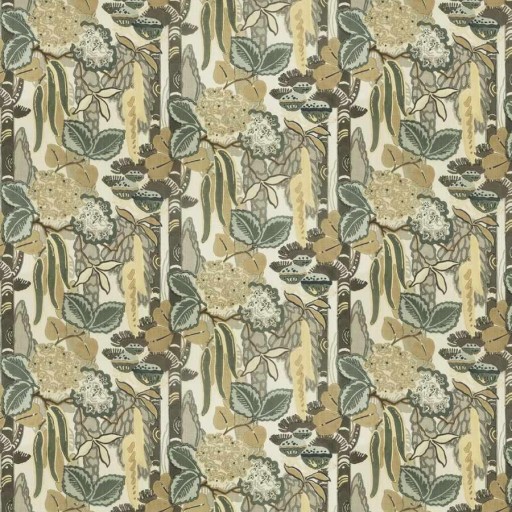 Ткань Clarence House fabric 4127503/Akasaka Hand Block/Grey, Taupe / Tan, Green