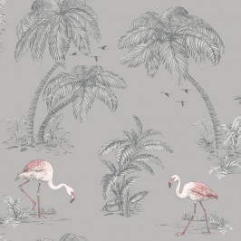 Обои Holden Decor Imaginarium 2 12381 Flamingo Lake Grey/Coral