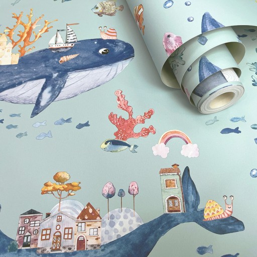 Обои для стен 13221 Whale Town Soft Teal 