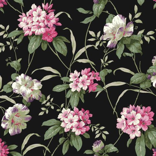 Обои чёрные, цветы York BA4545