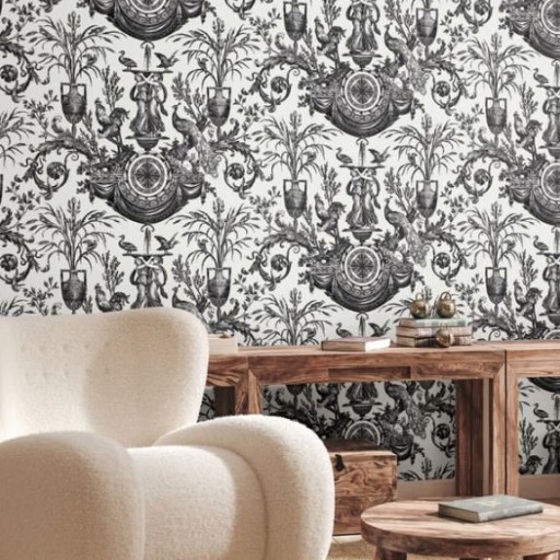 Чёрно-белые флизелиновые обои York RT7813