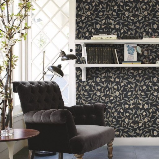 Обои чёрные, цветы York GO8257