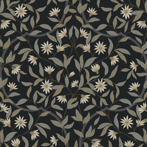 Обои чёрные, цветы York GO8257