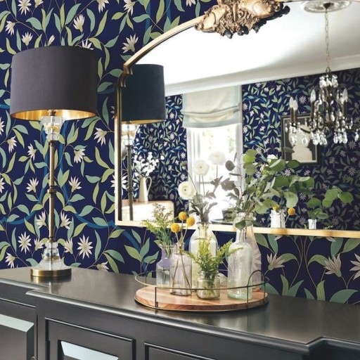 Обои синие, цветы York GO8251 Обои синие, цветы York GO8251