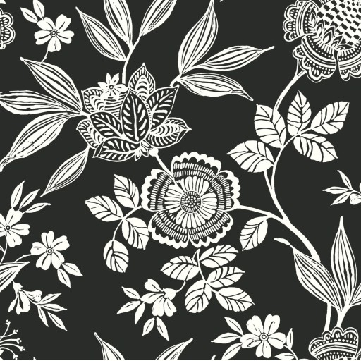 Обои чёрные, цветы York SS2557