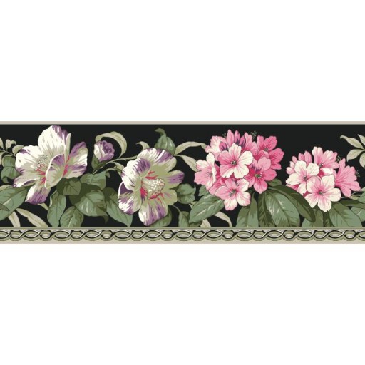Бордюр чёрные, цветы York BA4628B
