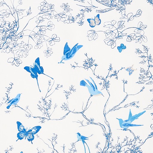 Ткань Schumacher fabric 174761/BIRDS & BUTTERFLIES