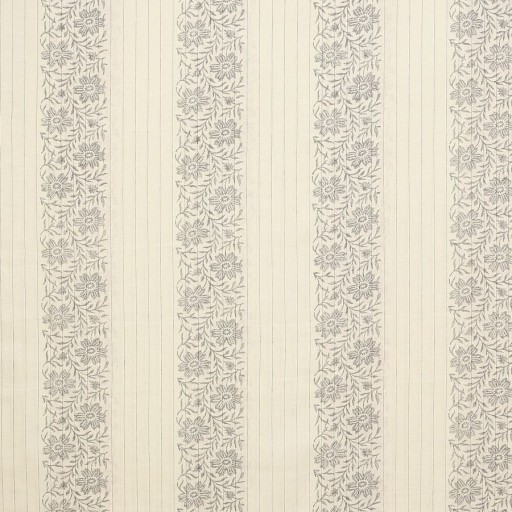 Ткань бежевого цвета в линию с серыми цветами F4656-02