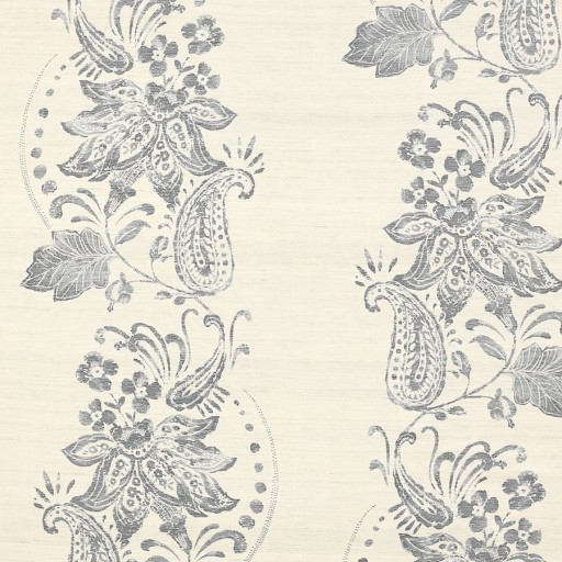 Ткань белого цвета с серыми узорами F4658-02