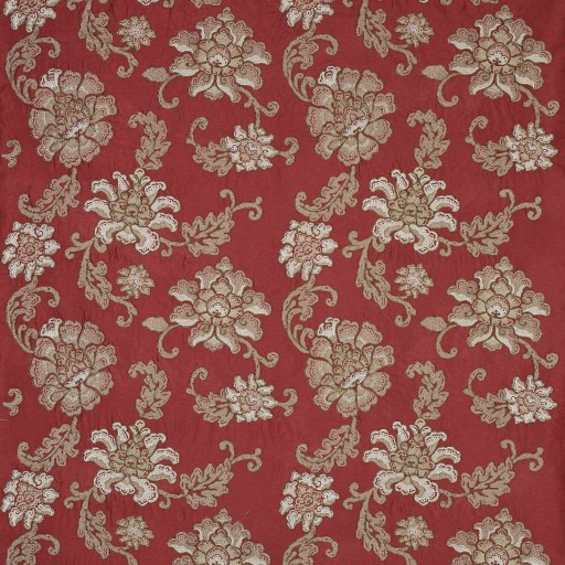 Ткань ярко-красного цвета с коричневыми цветами F4101-03
