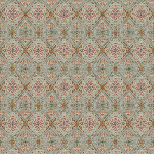 Ткань Fabricut fabric Utter medallion Cherry aqua