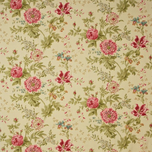 Ткань болотного цвета с розовыми цветами DCOUEL202