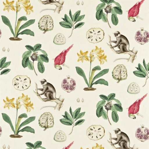 Ткань с растениями и обезьянами DVOY223272
